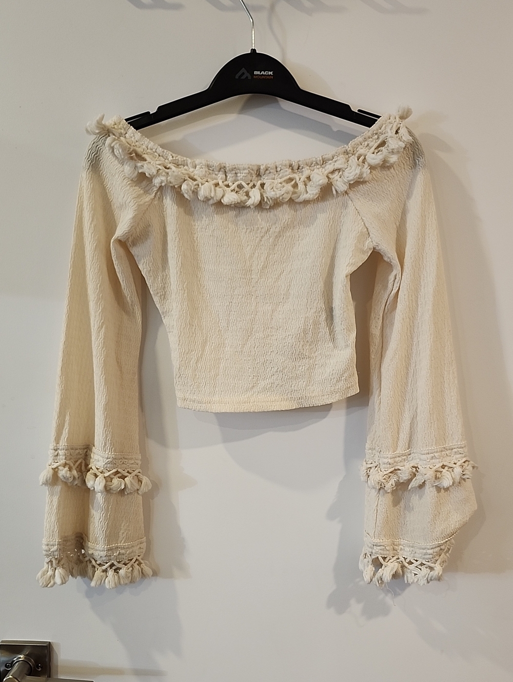 P2P 12" Off-Shoulder Cream Bell-Sleeve Top